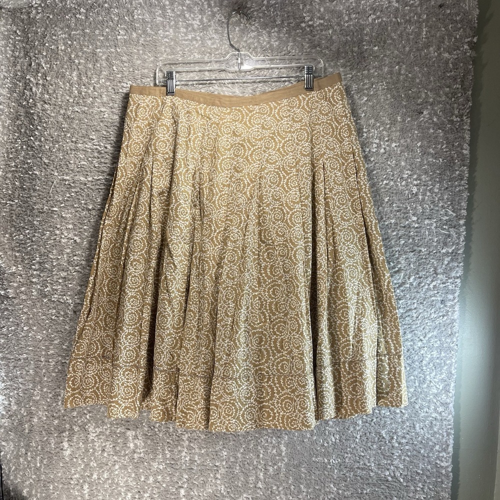 Liz Claiborne Pleated Midi Skirt 14 Back Zip Brown, White Peasant Vacation Lined